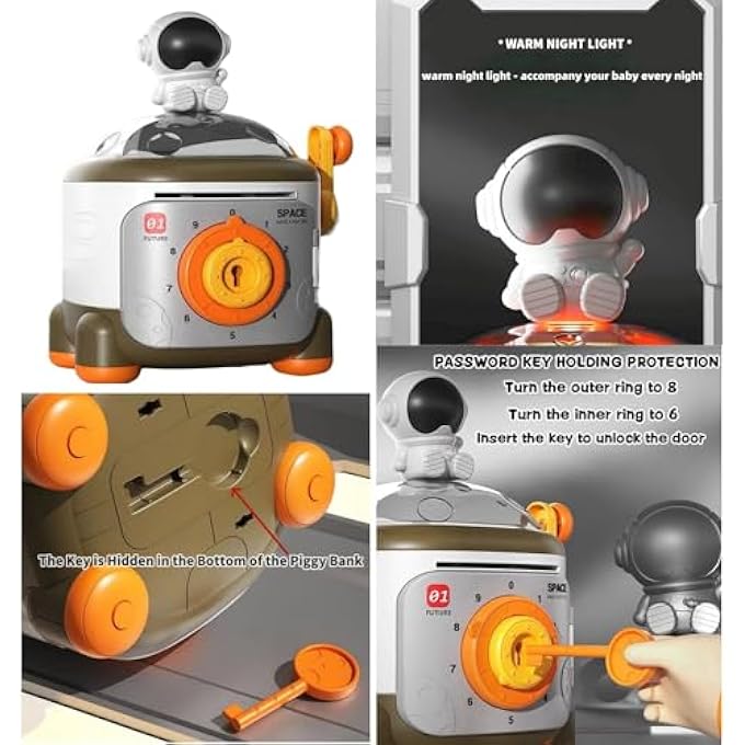 rayihni PIGGY BANKS, ASTRONAUT PIGGY BANKS KIDS FOR SAFE COIN BANK, BOY TOYS LARGE CAPACITY MONEY BOX, FOR HOME DECOR, SHELF DECORATION,DESK DECOR, FOR BIRTHDAY, GIFT FOR TEEN 3-12 YEAR OLD BOYS GIRLS - Image 3